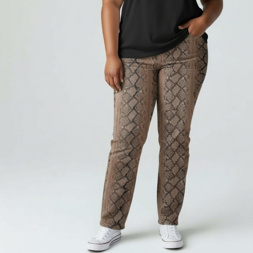 NWT Kendall & Kylie Brown Textured Animal Print Pants Size 4X